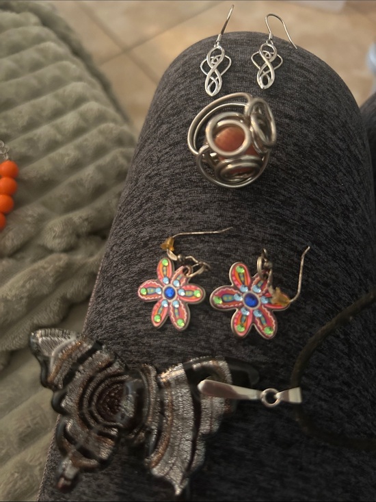 Source Unknown Jewelry - Source Unknown Pink and Blue Floral Enamel Earrings with Silver-Tone Accents